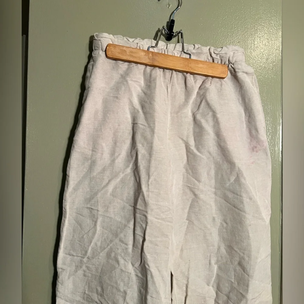 H&M Women's Size XS Culotte Pants Beige Linen Blend Cropped Wide Leg Pull On
